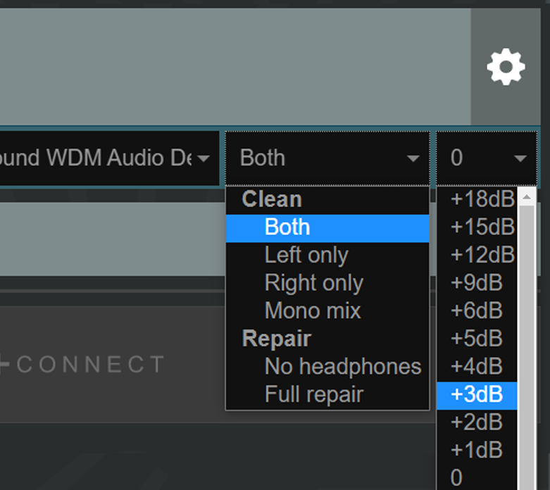 Cleanfeed Pro, selecting the channel mix level in decibels