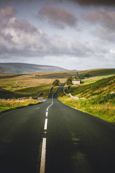 Photograph of an open road outside Grassington, North Yorkshire, UK