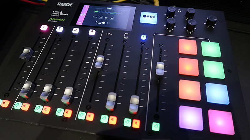 RØDECaster Pro showing faders in central position