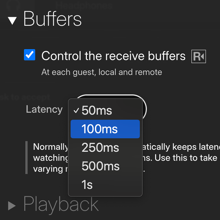 Buffers in Cleanfeed Pro. Selecting the buffer time